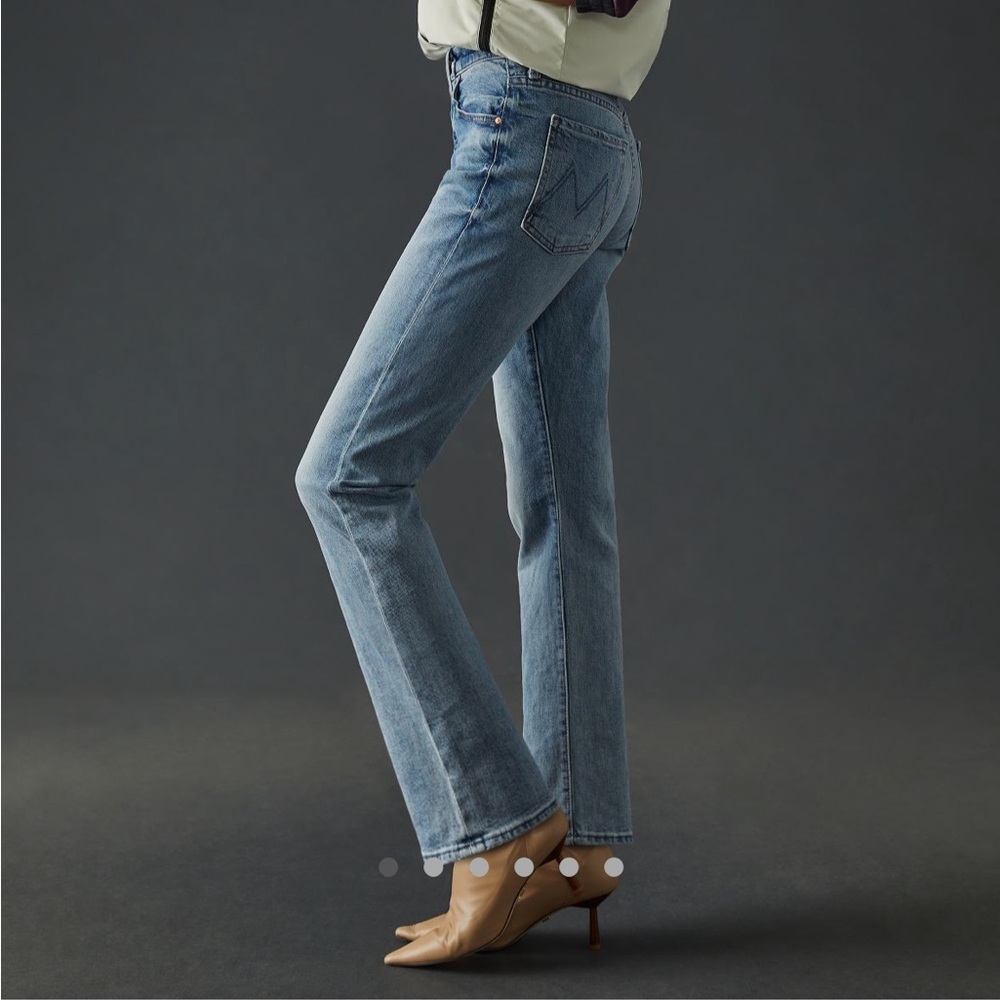Mother high rise hiker hover slim straight jeans